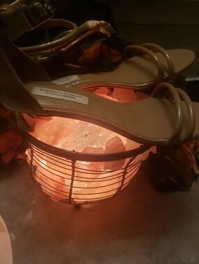ANTONIO MELANI  ELIZABETH DAMRICH Beige Strappy Block Heel Sandals